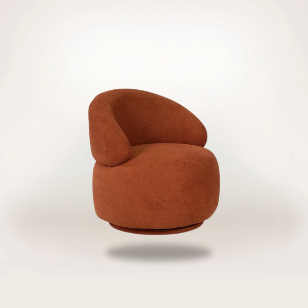 Aimê Swivel Armchair – Organic Bouclé Upholstery